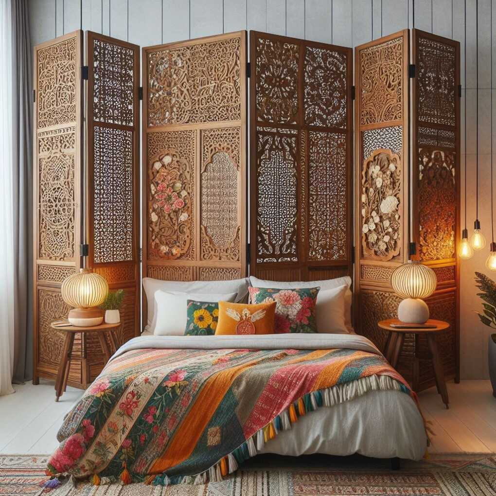 Ingenious Ideas To Use Room Dividers As Headboards