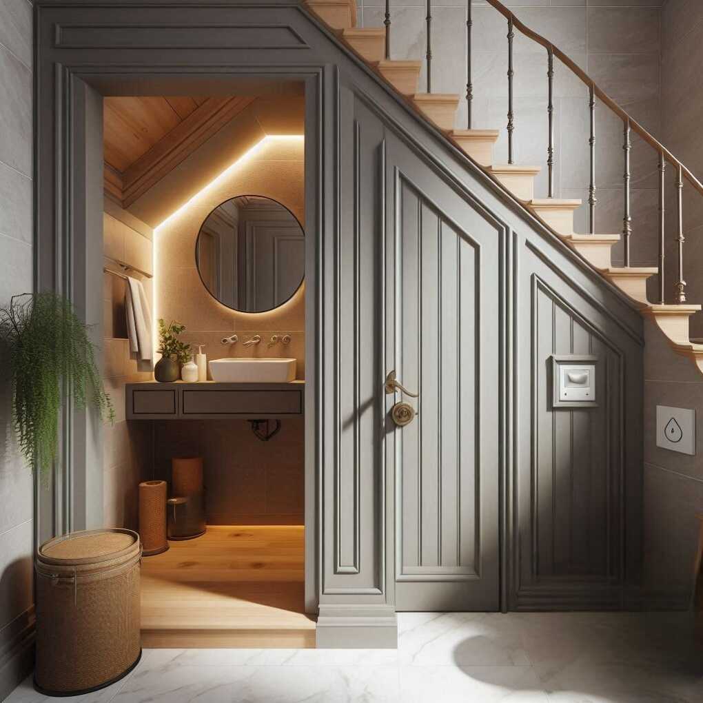 Powder Room Under Stairs Design Ideas