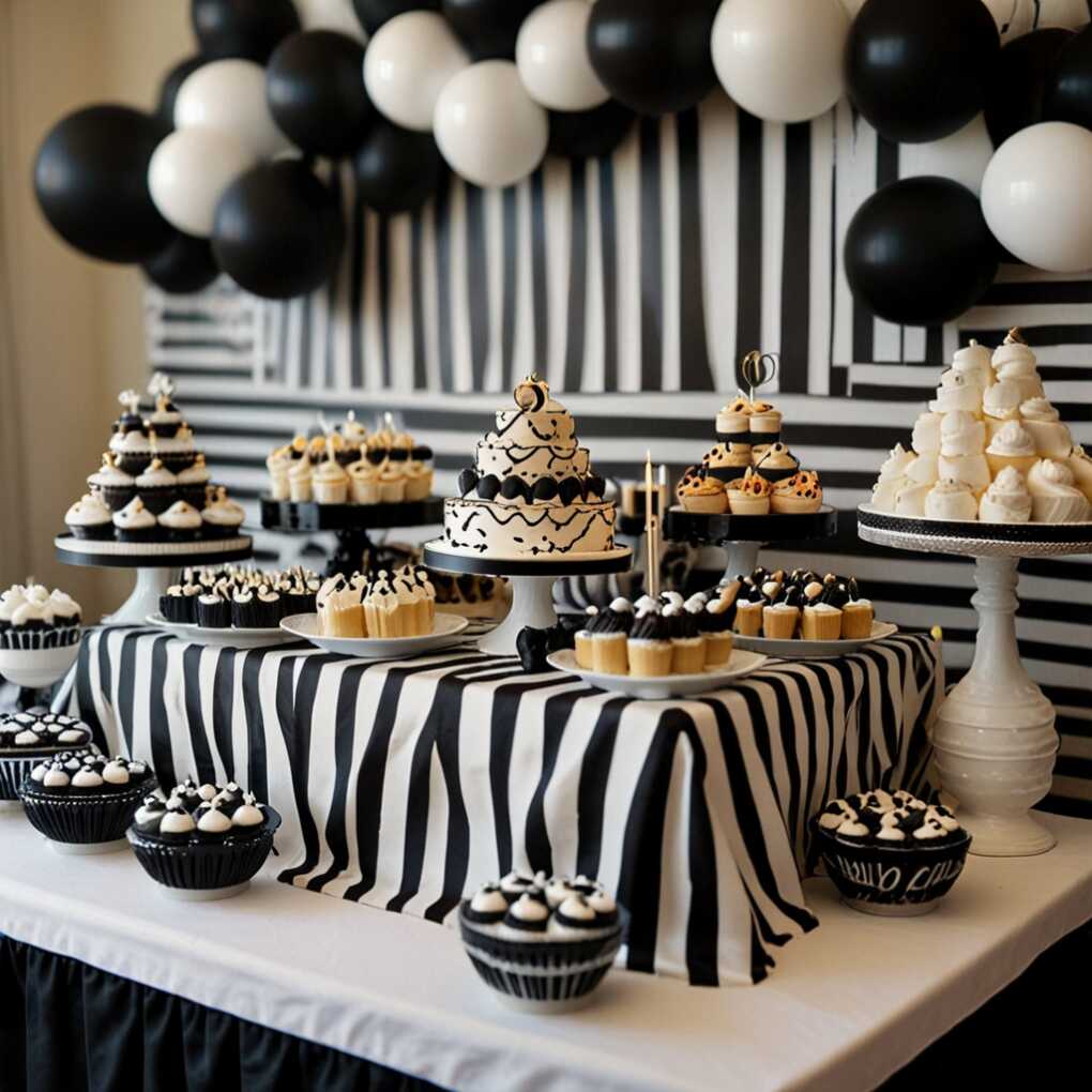 16. Striped Dessert Table