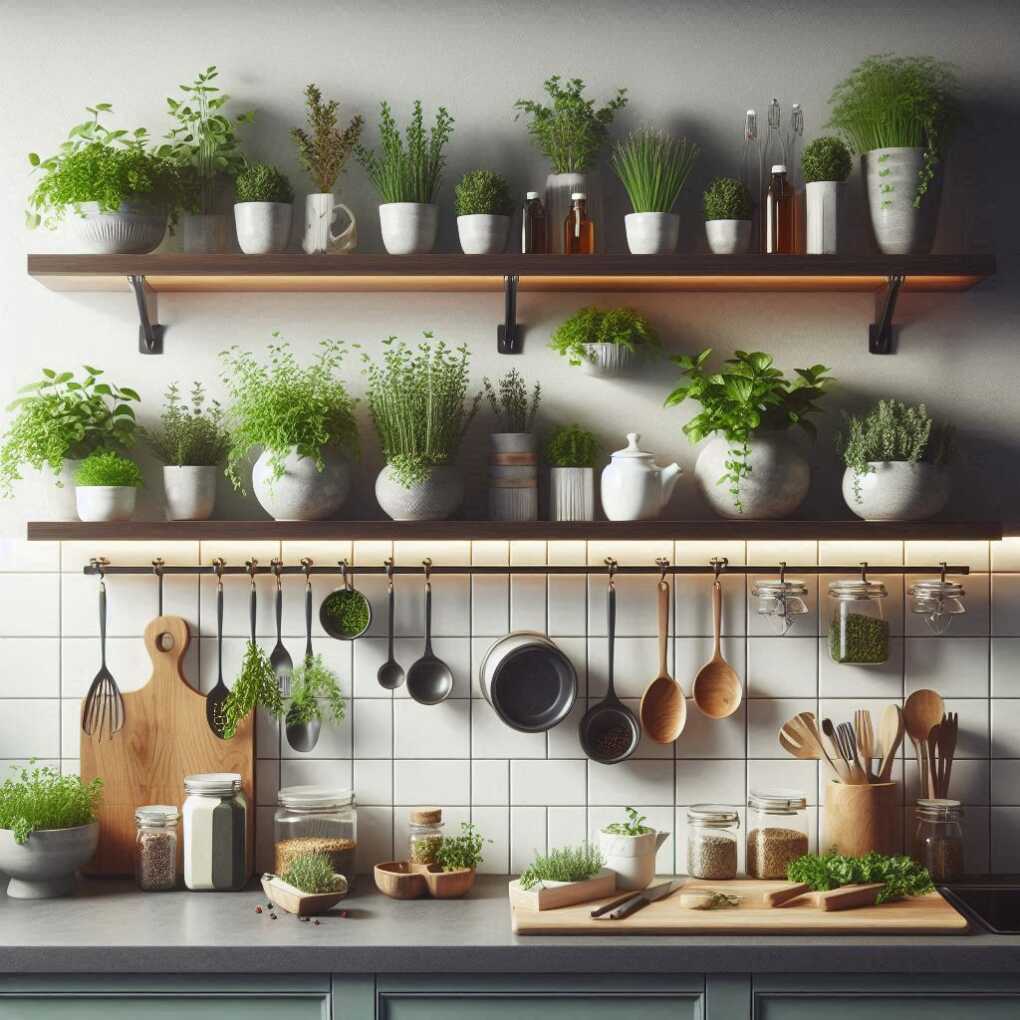 Floating Shelves with Herb Garden