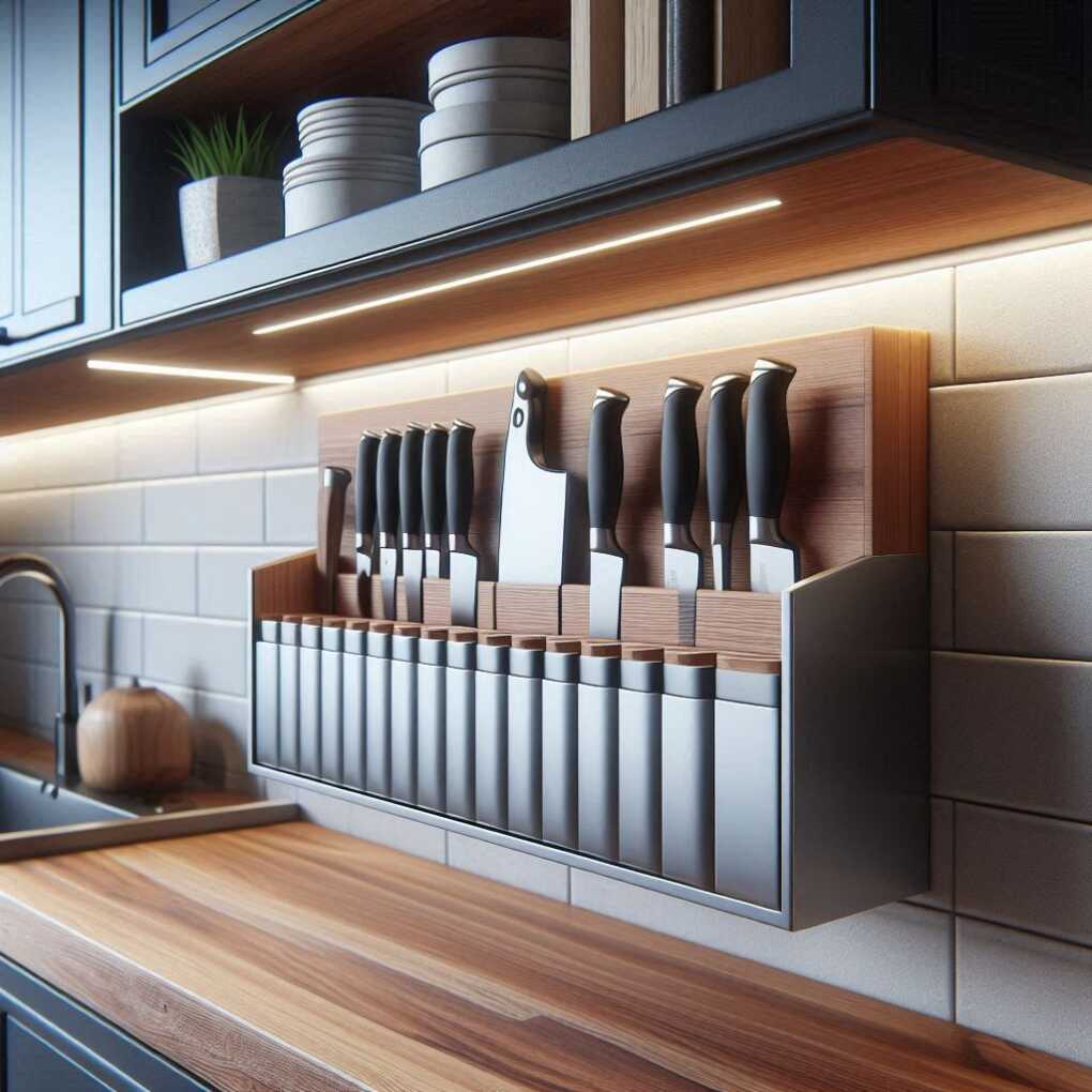  Floating Shelves with Integrated Knife Block