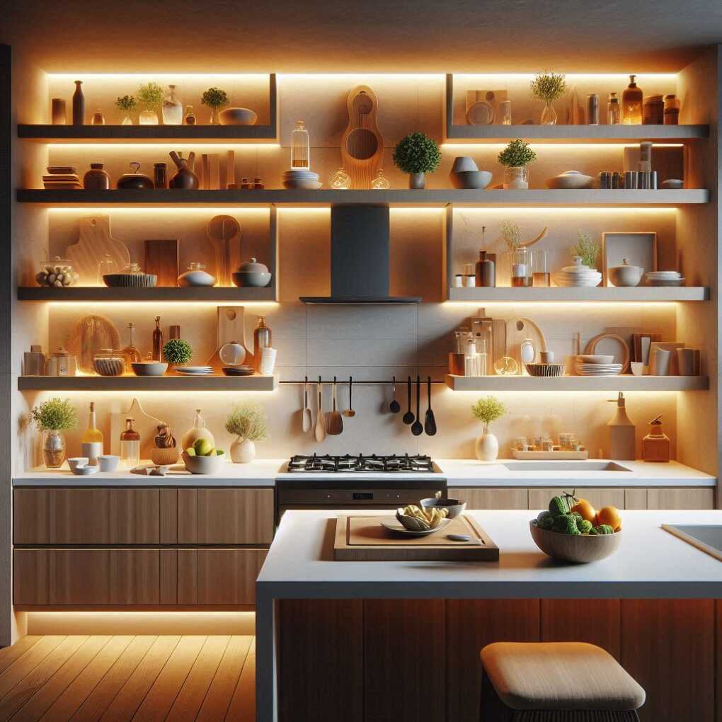 Floating Shelves with Integrated Lighting