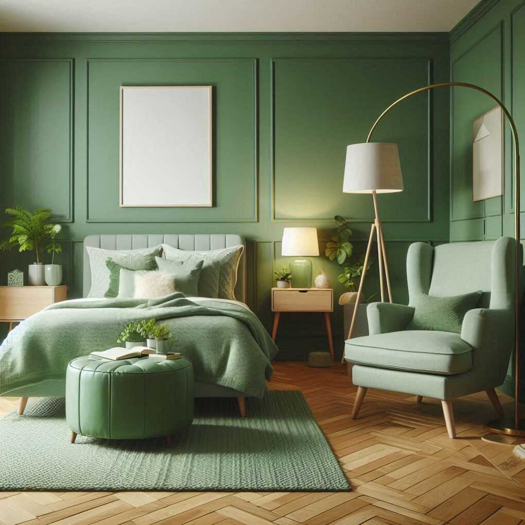 Green Armchair and Ottoman