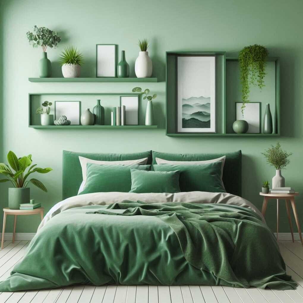 Green Floating Shelves