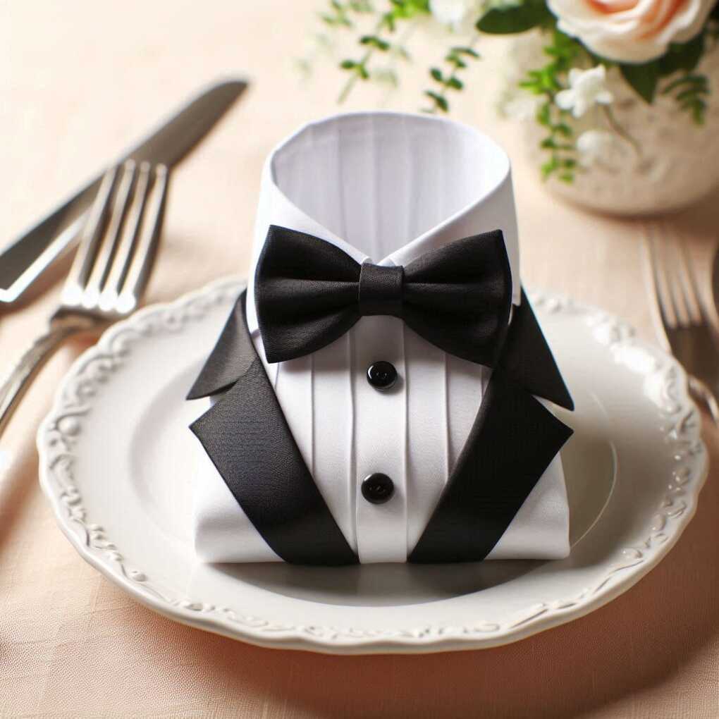 Tuxedo-Inspired Napkin Folds