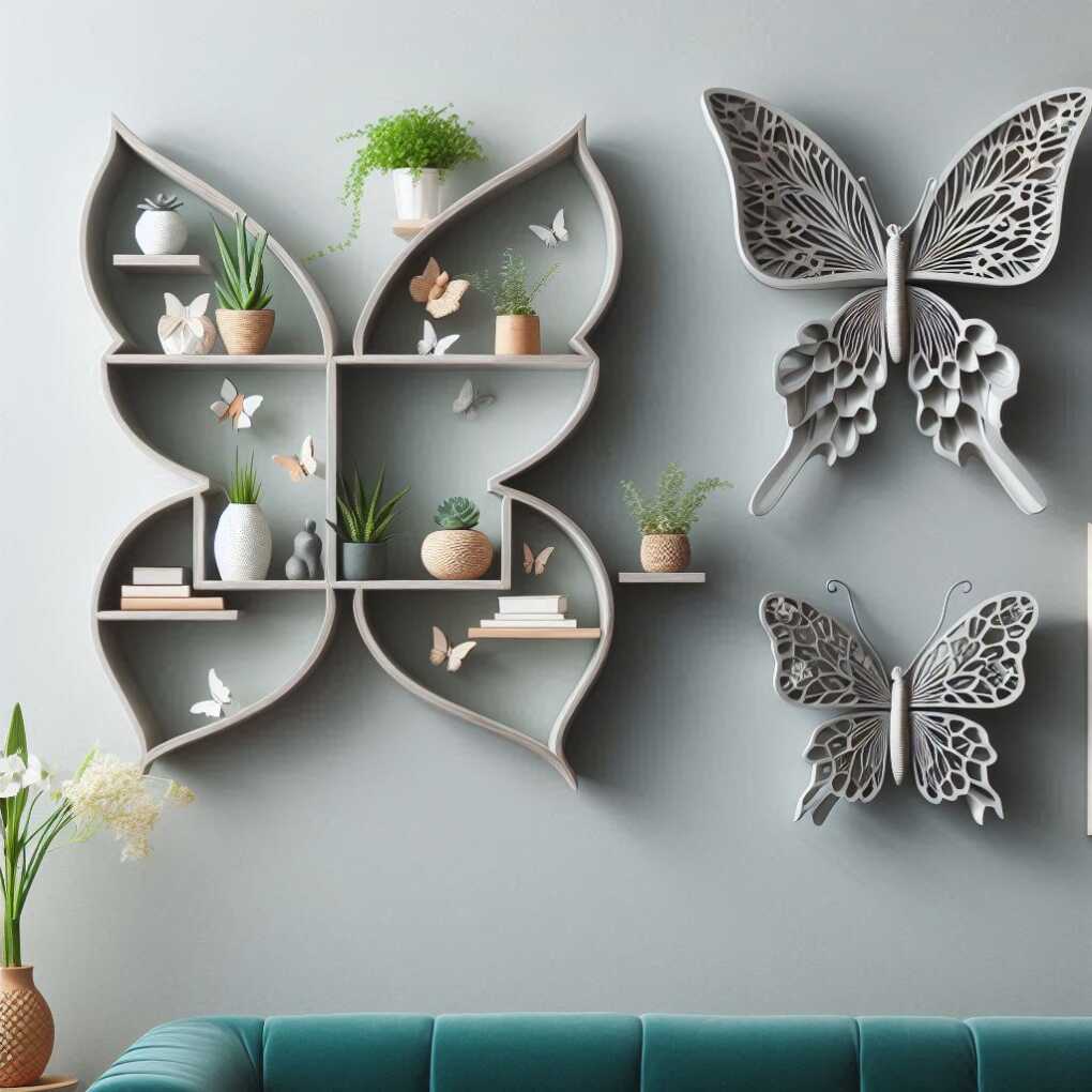 16. Butterfly-Shaped Floating Shelves