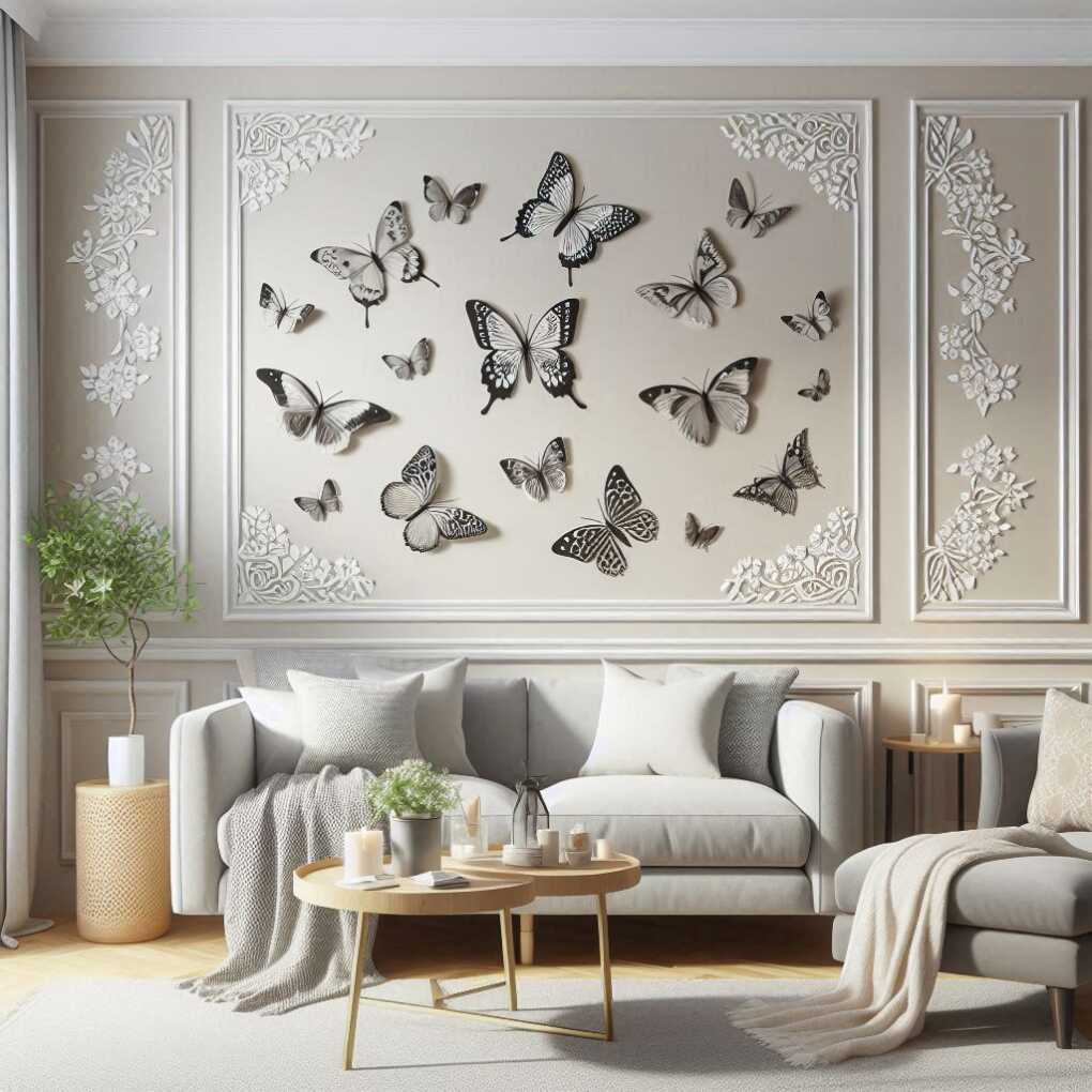 22. Butterfly Stencil Accent Wall