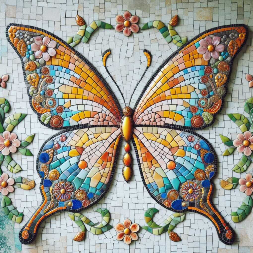 31. Butterfly Mosaic Wall Art