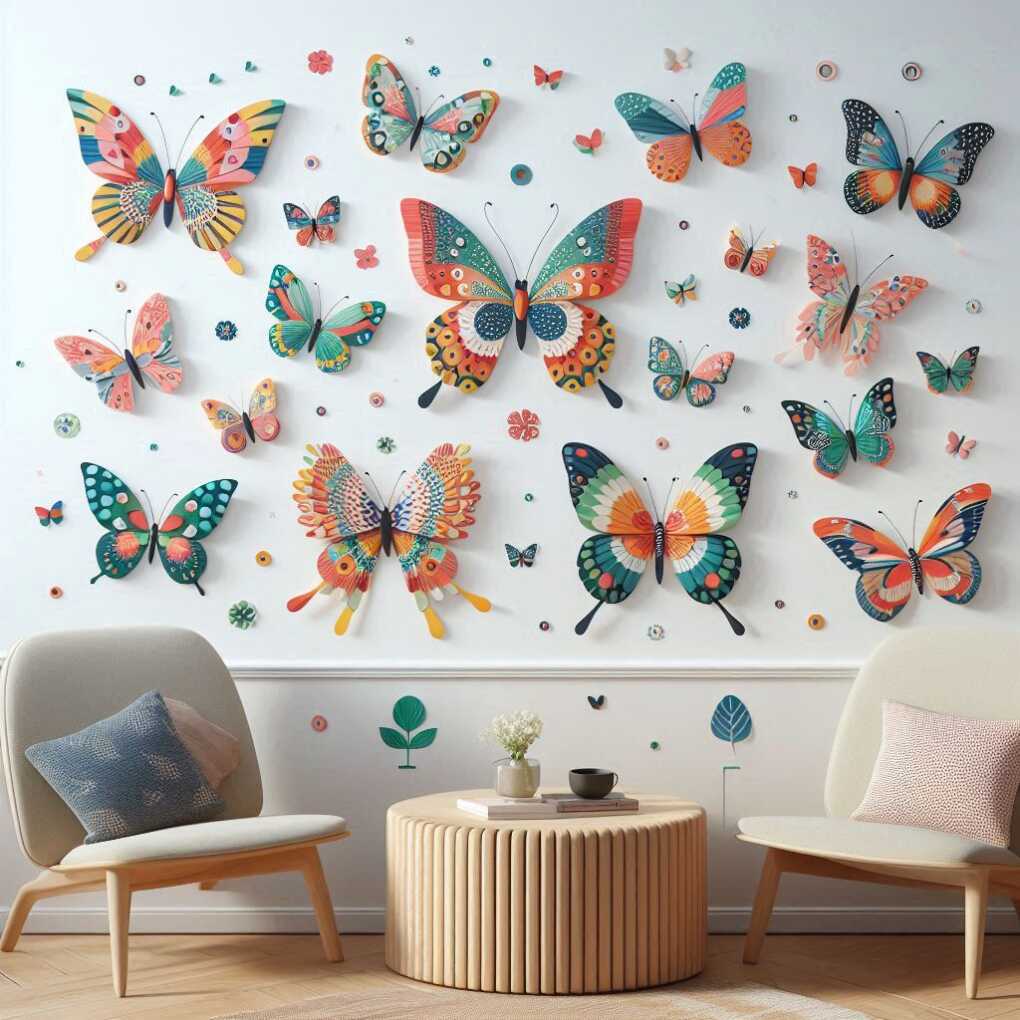 32. Butterfly-Inspired Washi Tape Wall Design