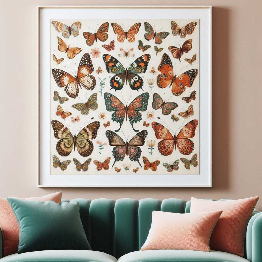 Framed Butterfly Fabric Art