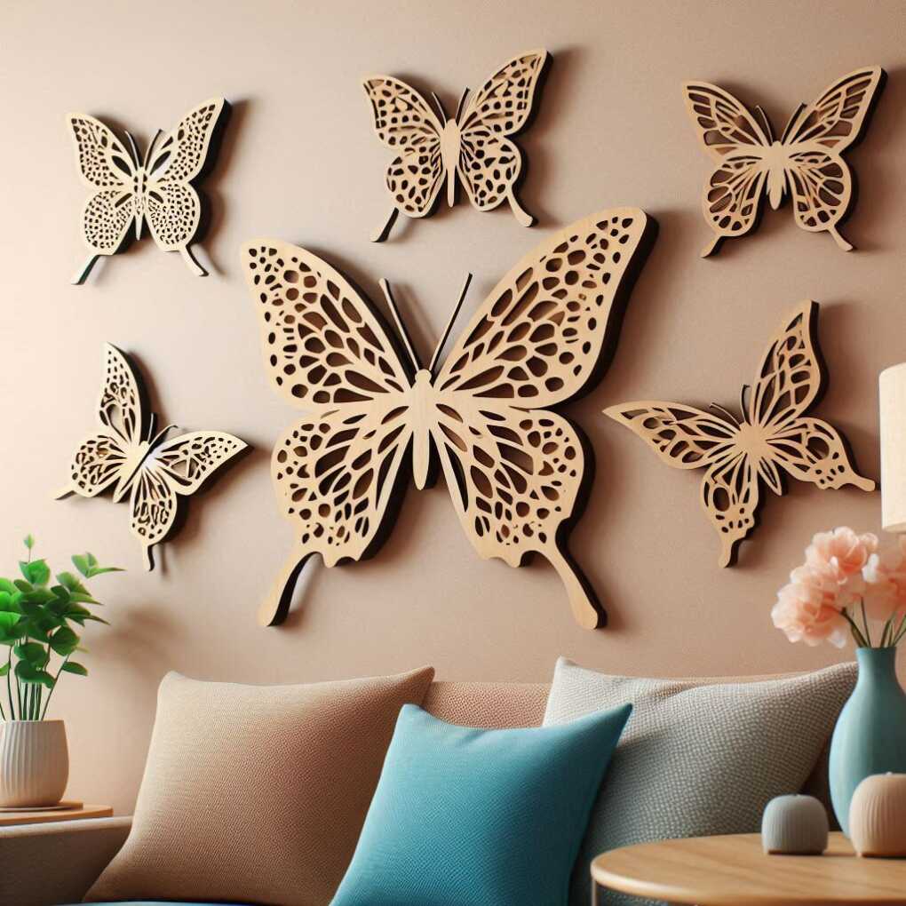 Laser-Cut Wooden Butterfly Art