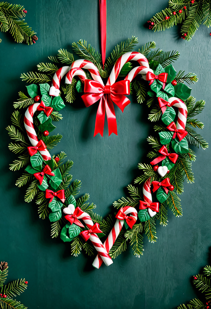 11. Candy Cane Heart Wreath