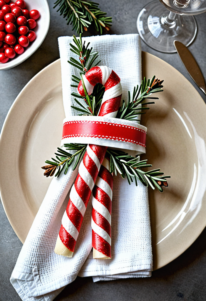 12. Candy Cane Napkin Rings