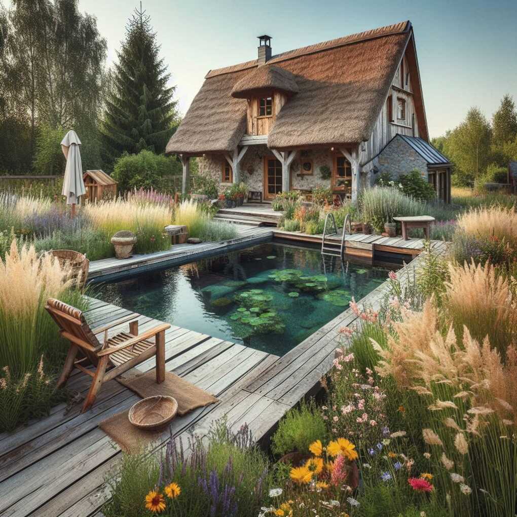 12. Farmhouse-Inspired Natural Pool