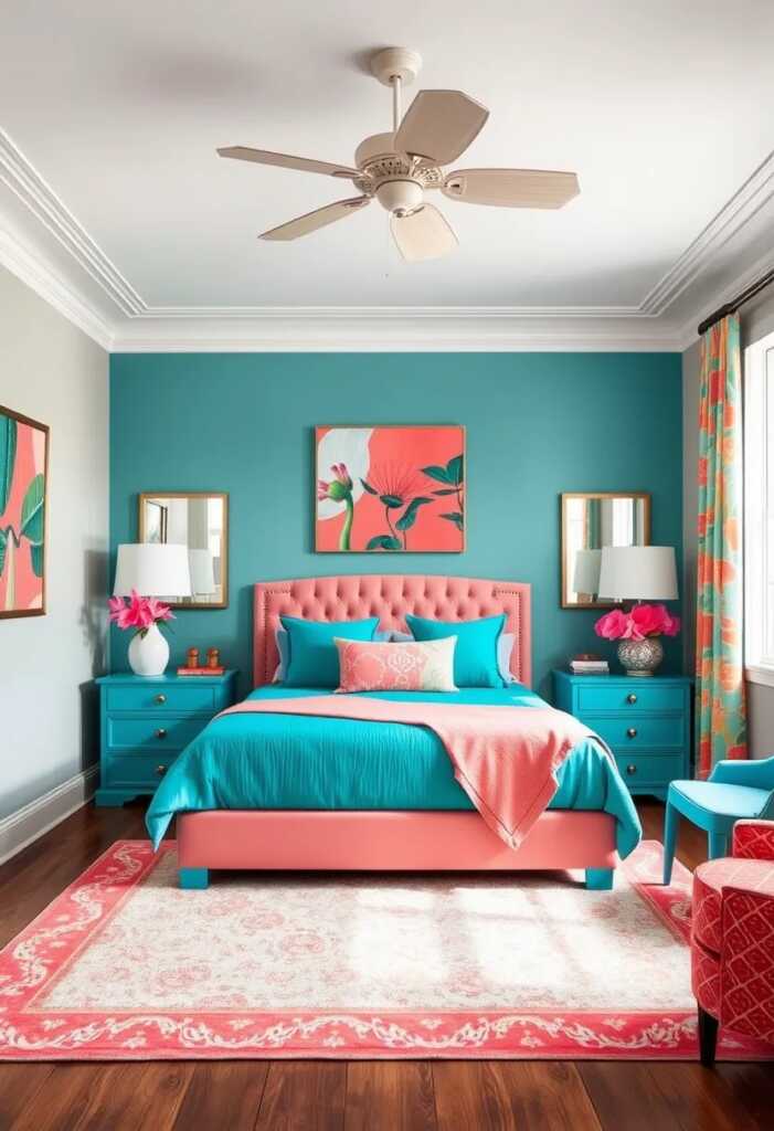 14. Turquoise and Coral Color Scheme