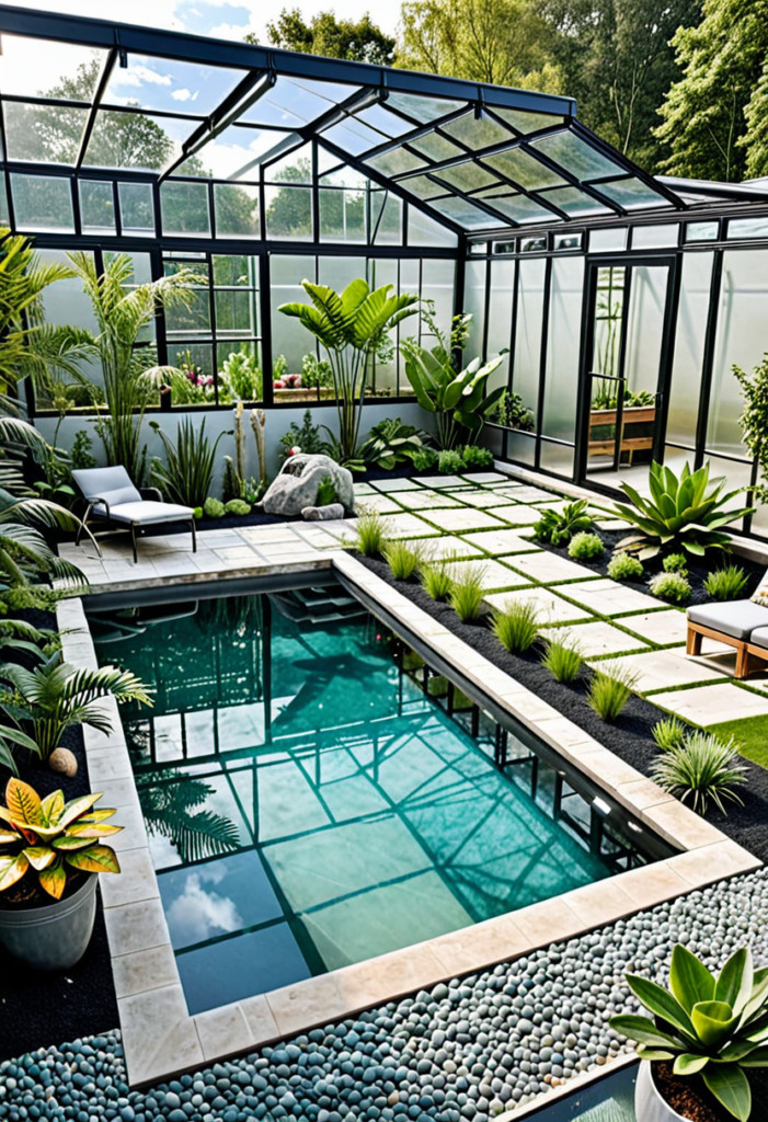 16. Natural Pool with Integrated Greenhouse