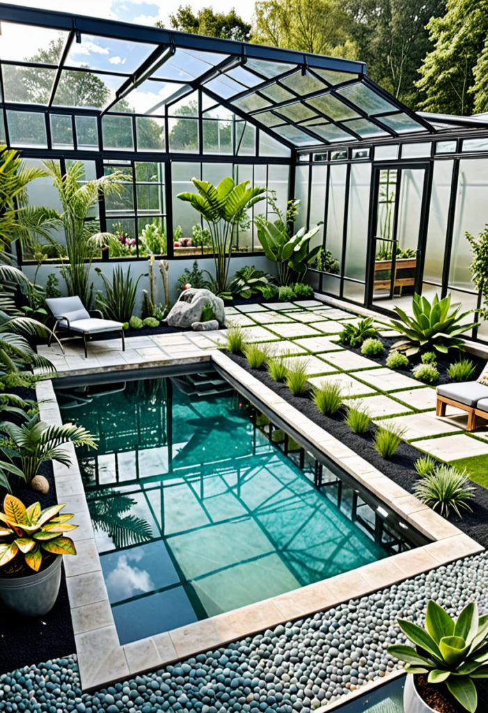 16. Natural Pool with Integrated Greenhouse