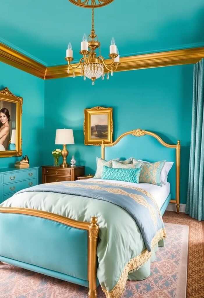 16. Turquoise and Gold Accents