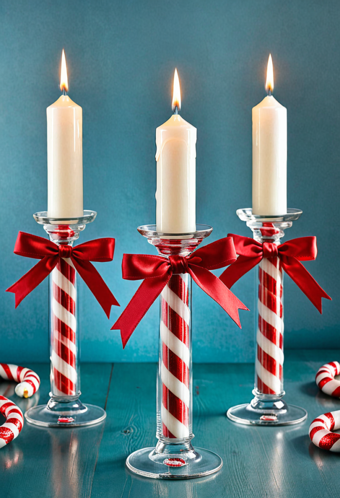 2. Candy Cane Candle Holders