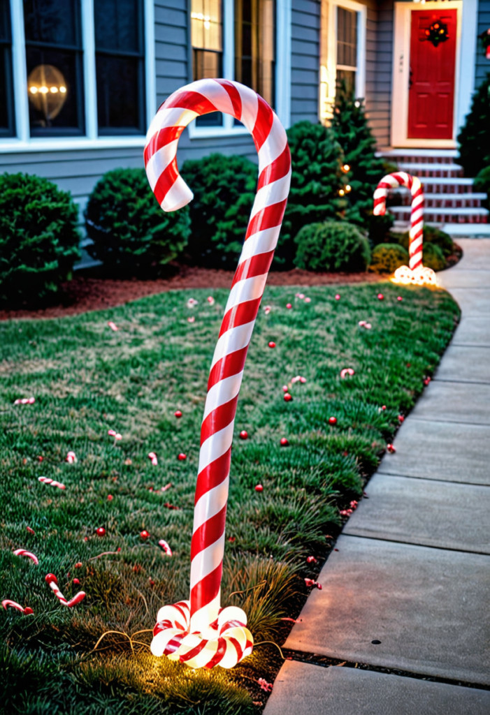 7. Candy Cane Pathway Lights