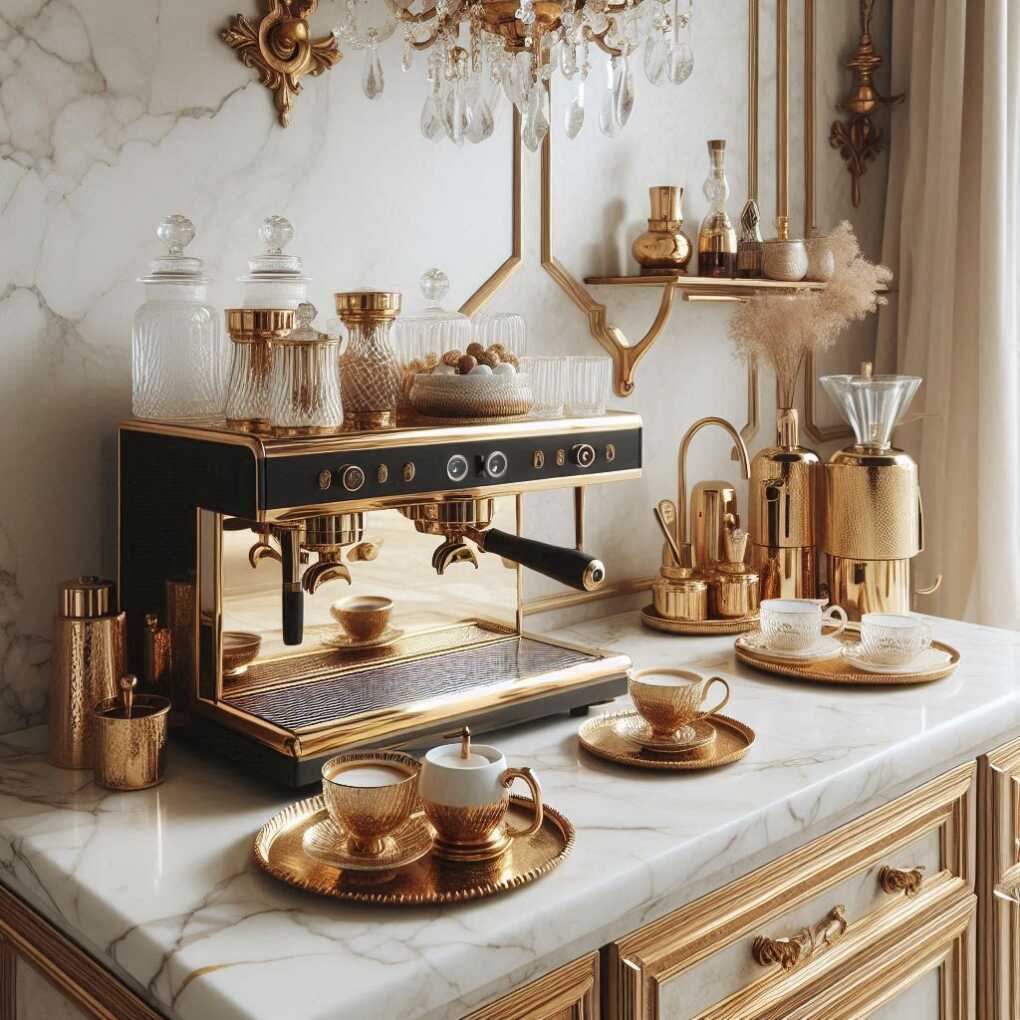 Marble and Gold Luxe Coffee Bar