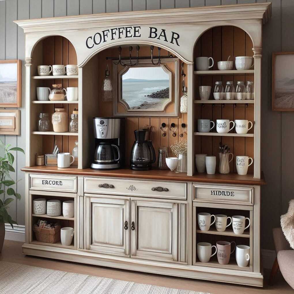 Repurposed Hutch Coffee Bar