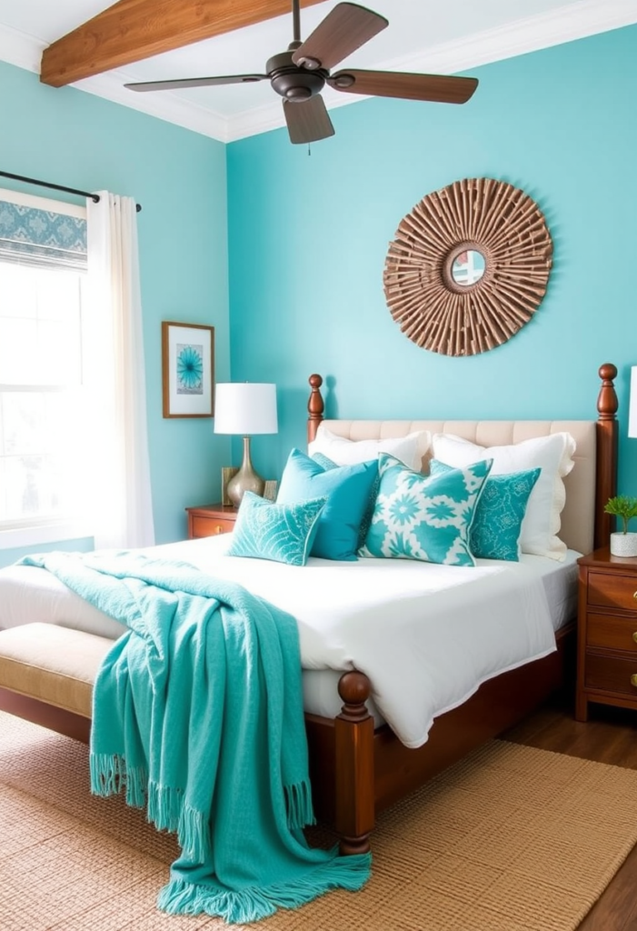 12. Turquoise Accent Pillows and Throws