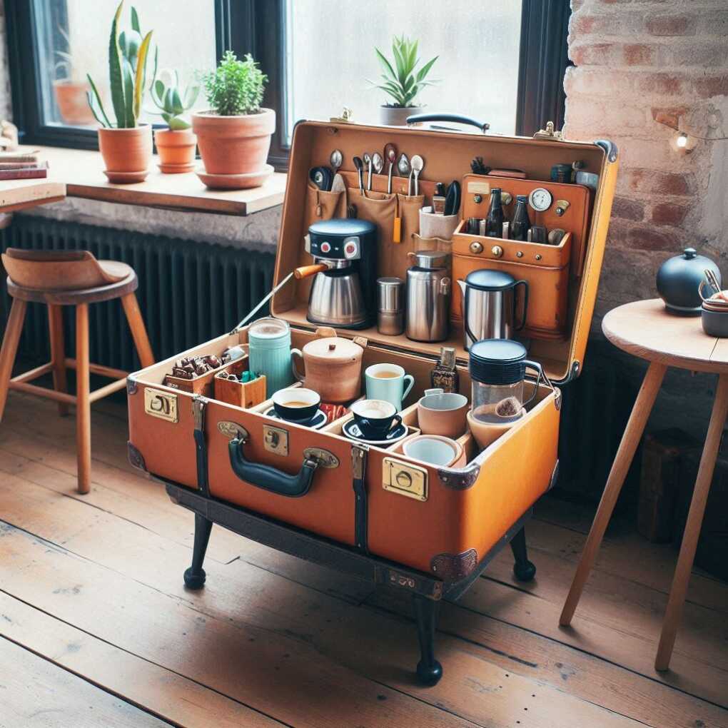 Vintage Suitcase Coffee Station