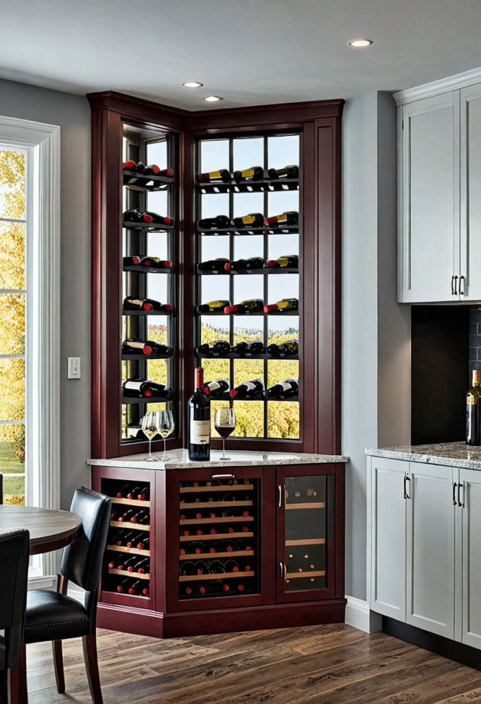 Add a Corner Window with a Built-In Wine Rack