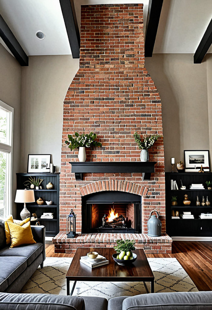 Arched Brick Fireplace