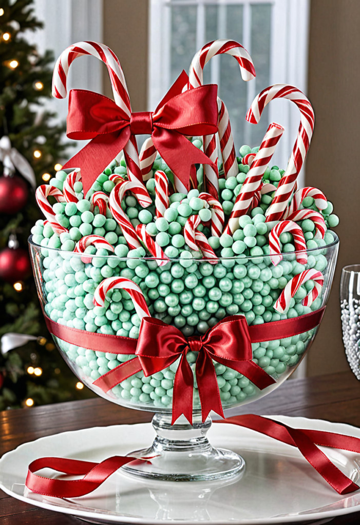 Candy Cane and Ribbon Bowl