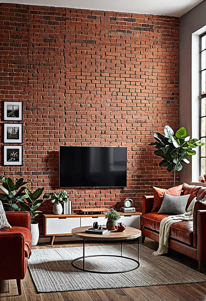 Classic Red Brick Living Room Wall