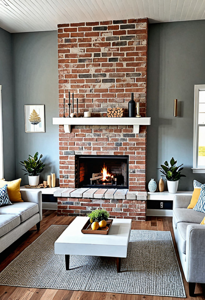 Coastal Brick Fireplace