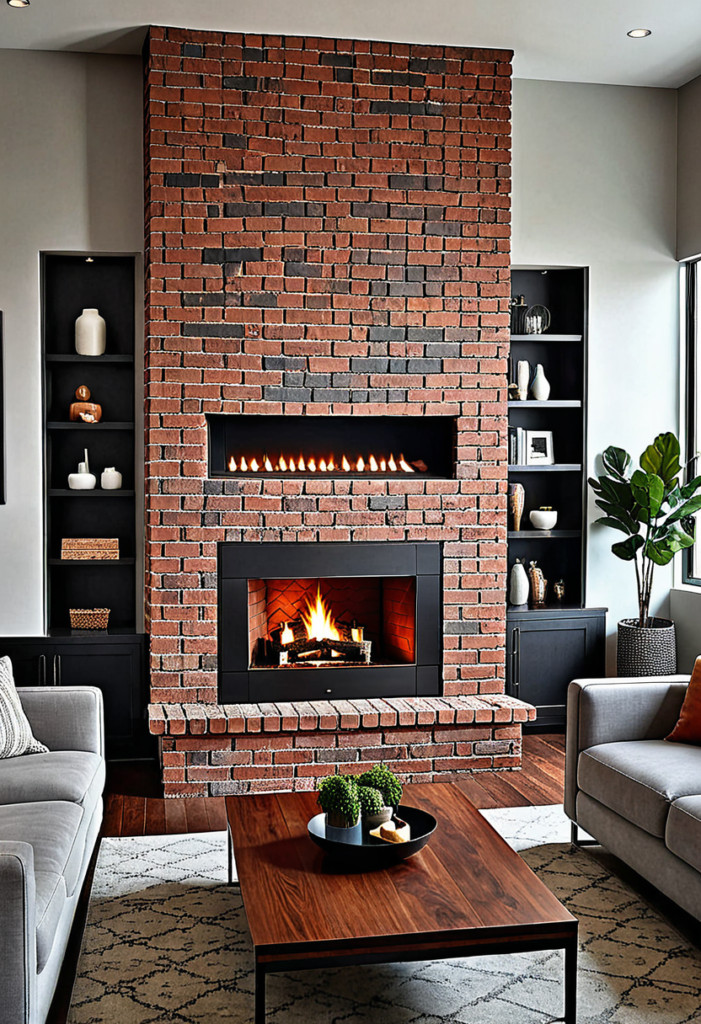 Contemporary Brick Fireplace