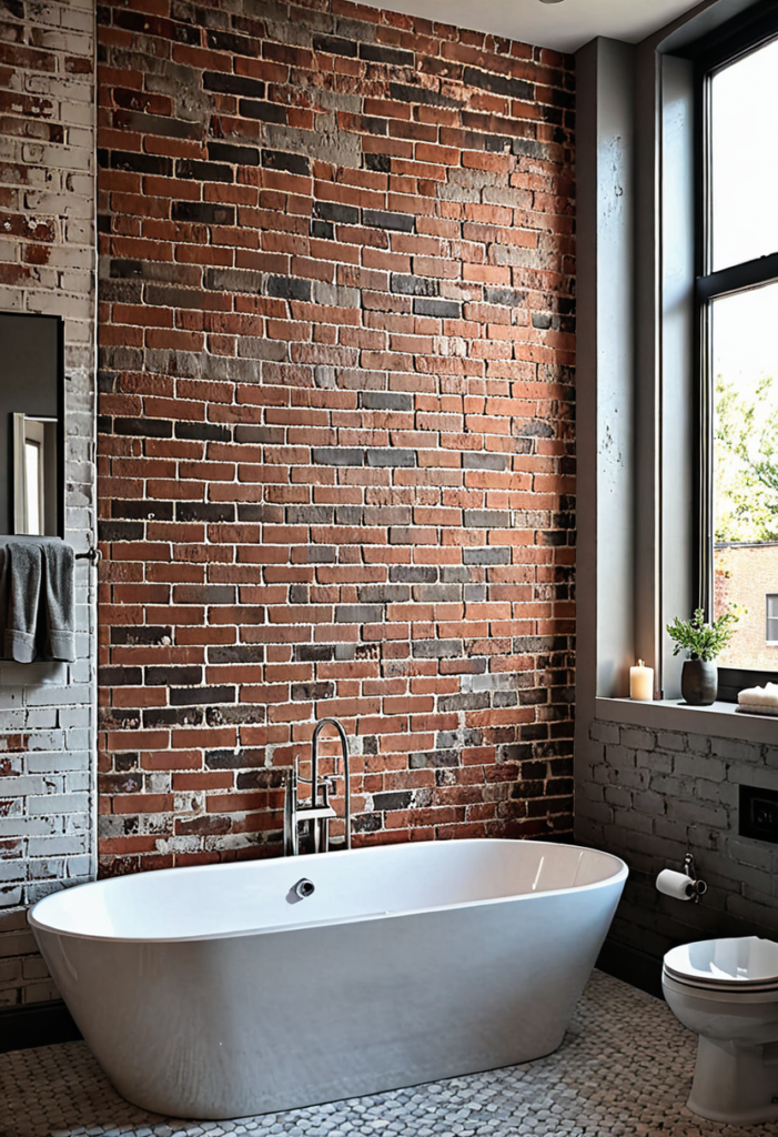 Exposed Brick Bathroom Feature