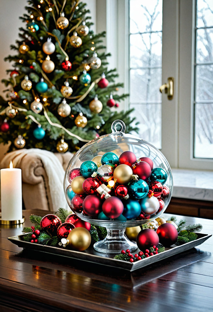 Glass Ornaments in a Vignette