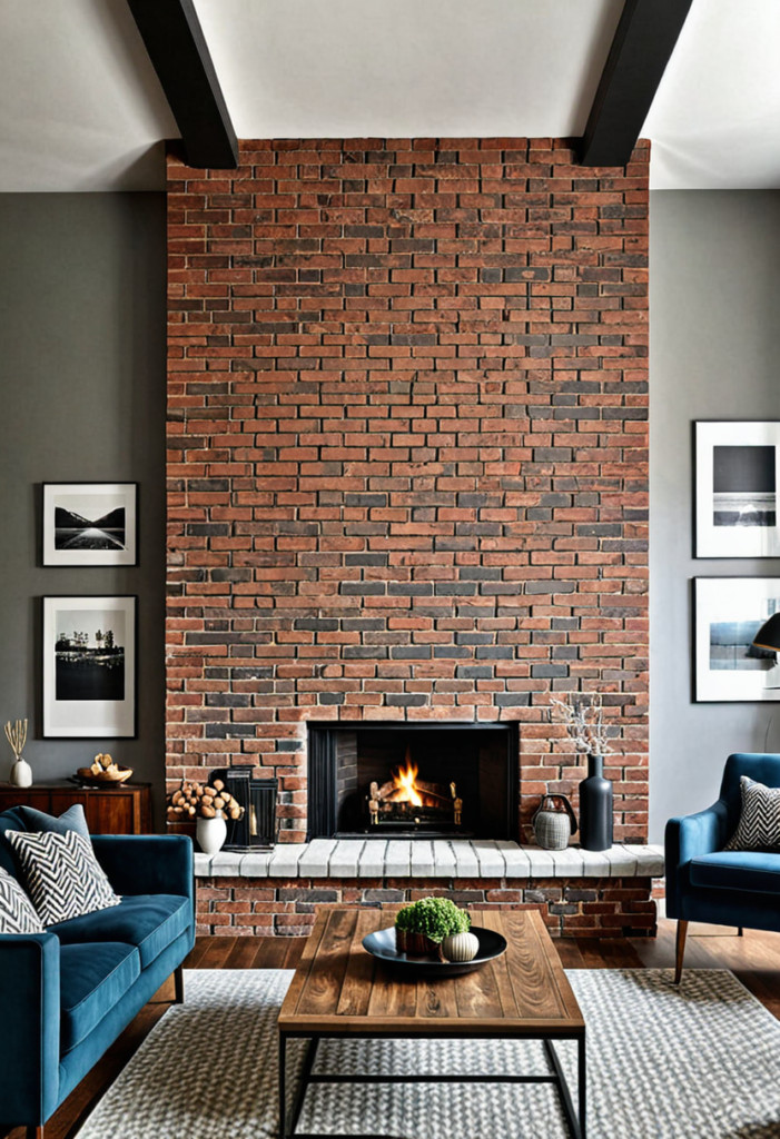 Herringbone Brick Fireplace