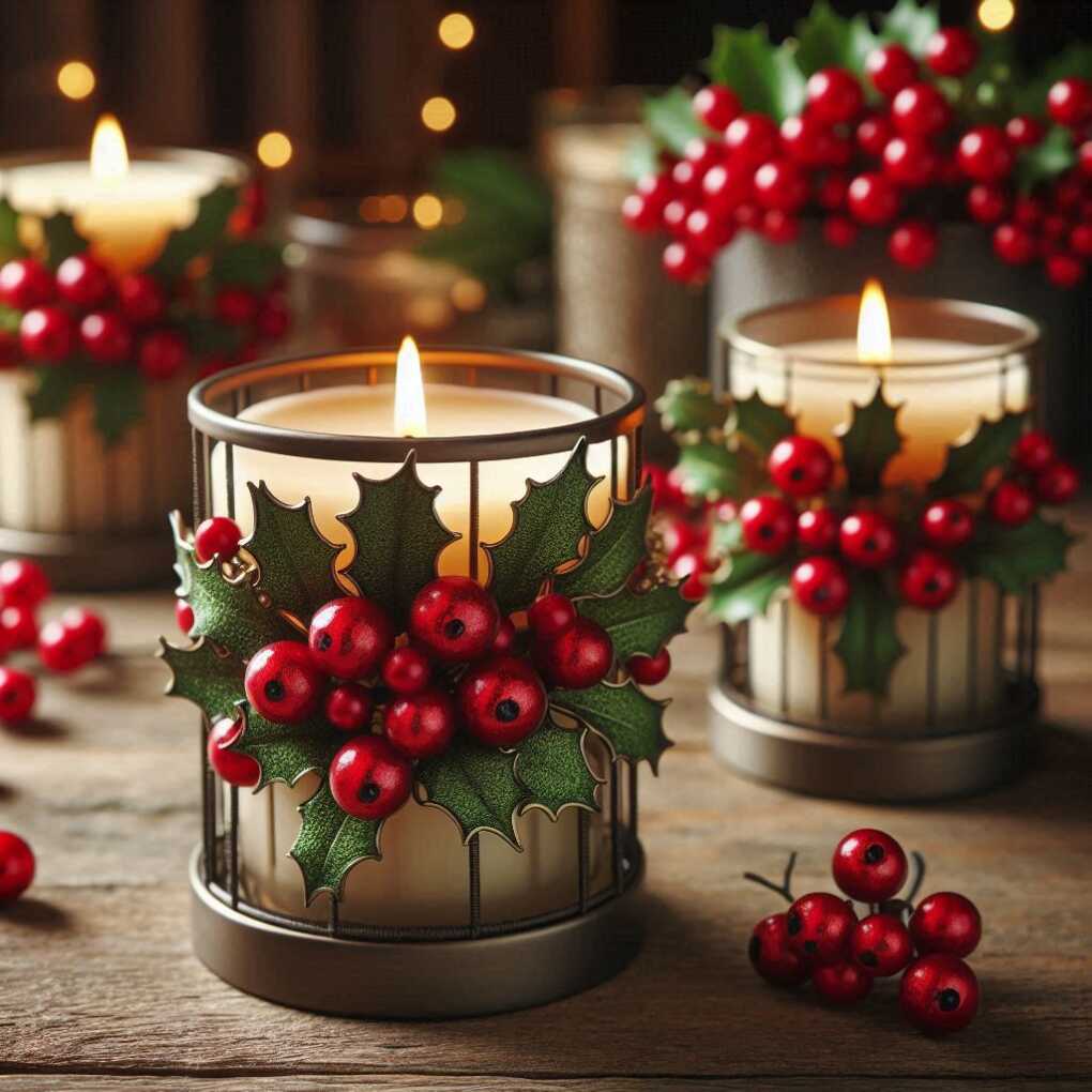 Holly Berry Candle Holders