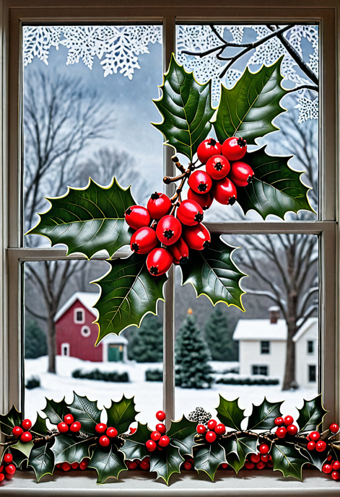 Holly Berry Window Clings