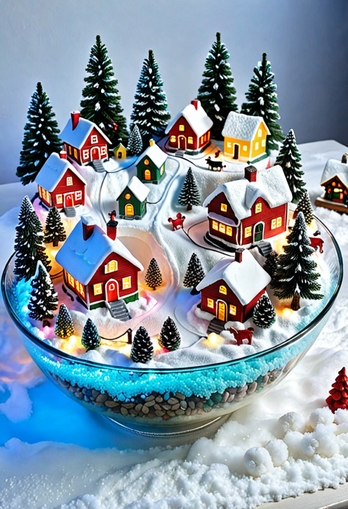 Illuminated Christmas Village Bowl