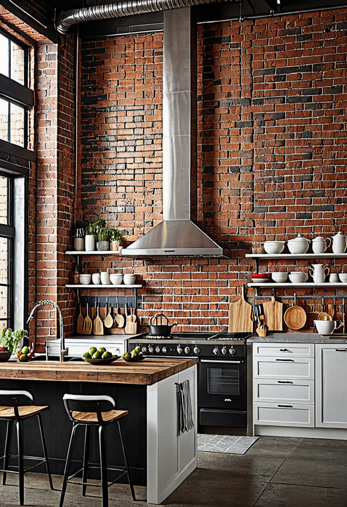 Industrial Loft-Style Kitchen Backdrop