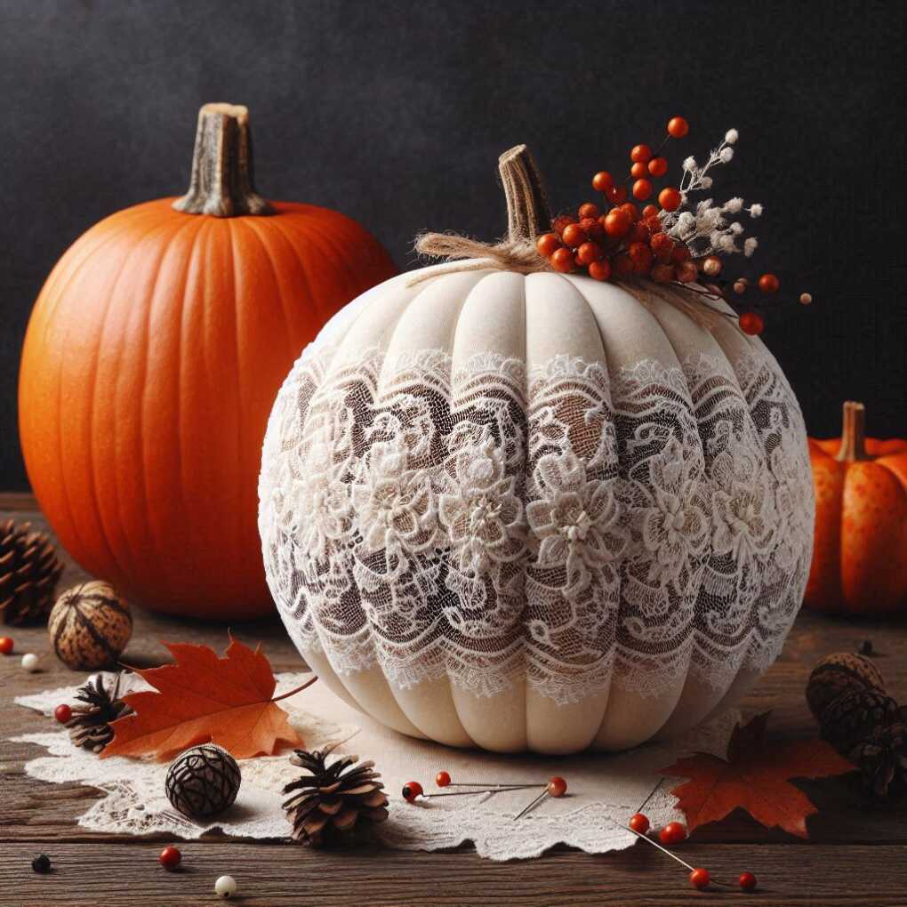 Lace-Wrapped Pumpkins