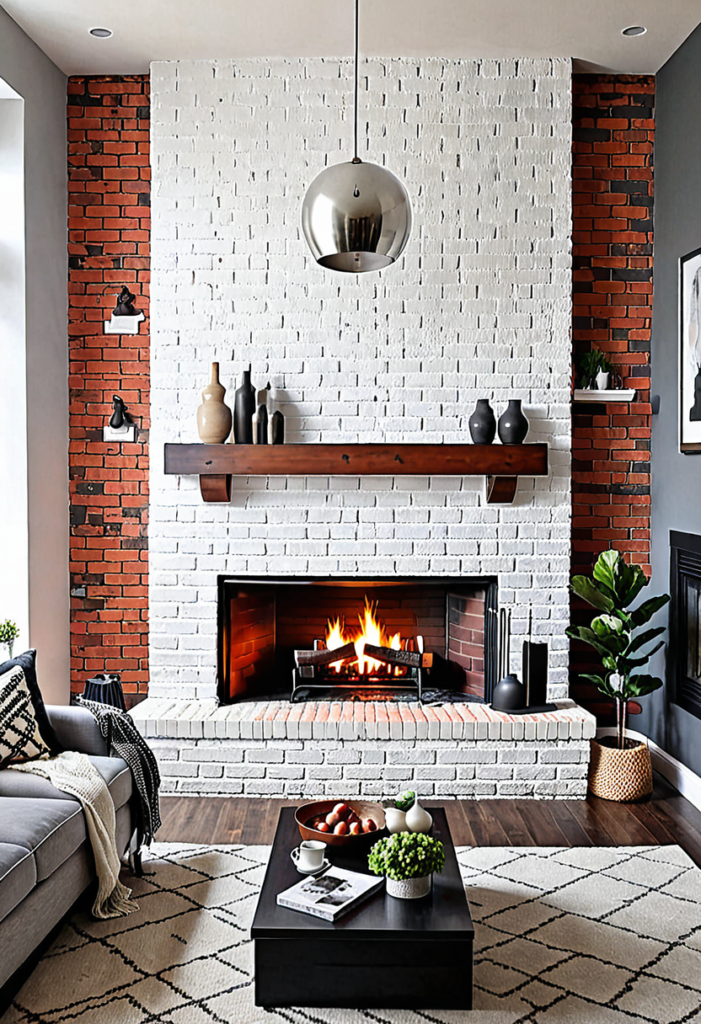 Painted Brick Fireplace Surround