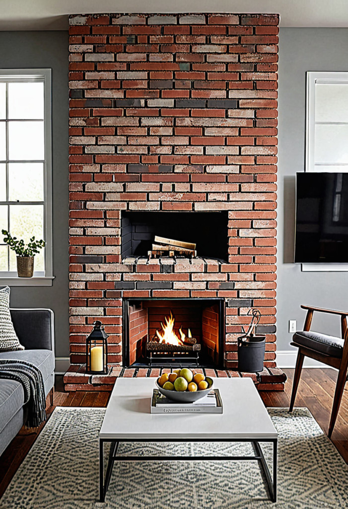 Painted Brick Fireplace