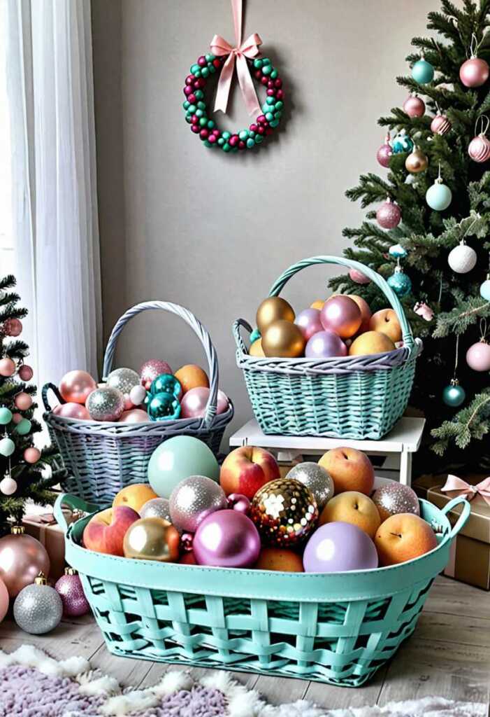 Pastel Christmas Decorative Baskets