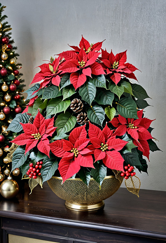 Poinsettia and Holly Bowl