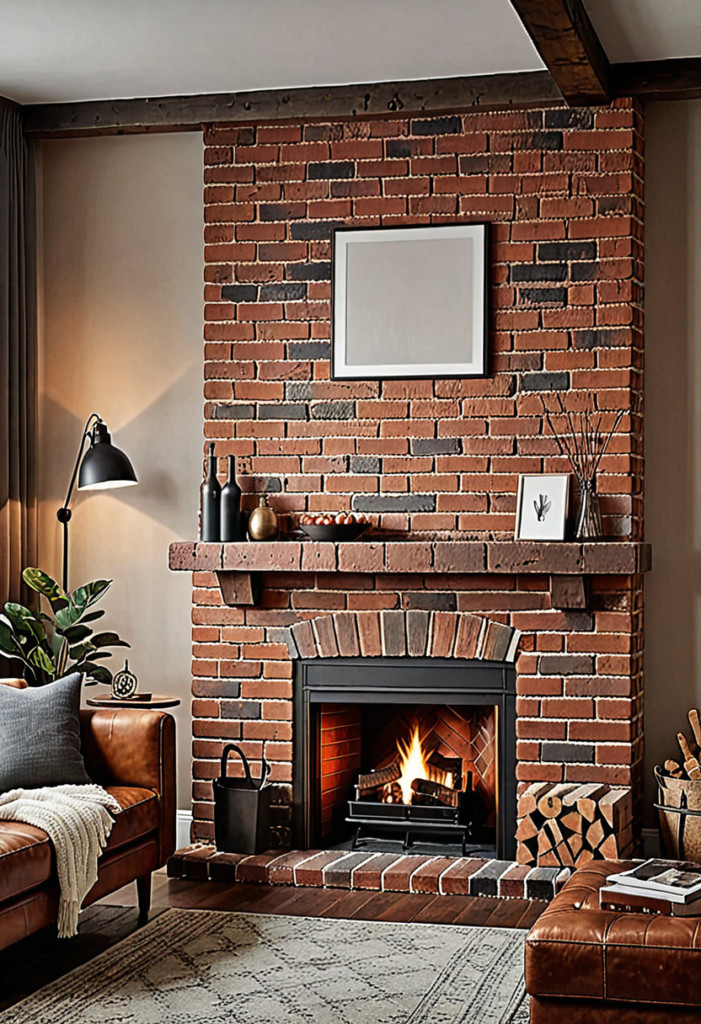 Rustic Brick Fireplace