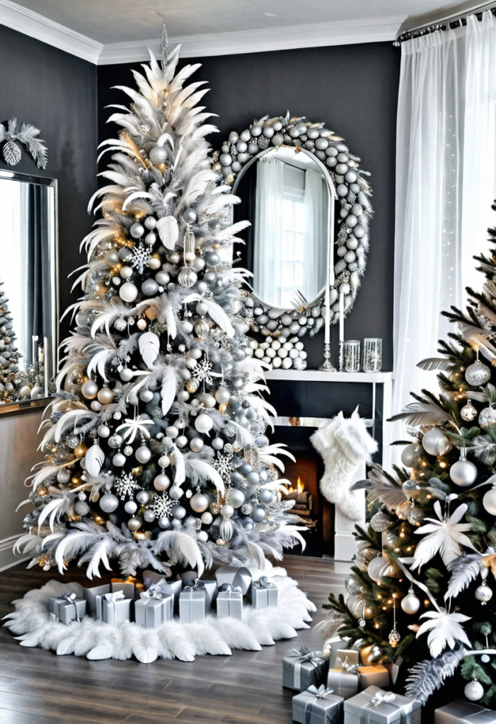 Silver and White Feather Garlands