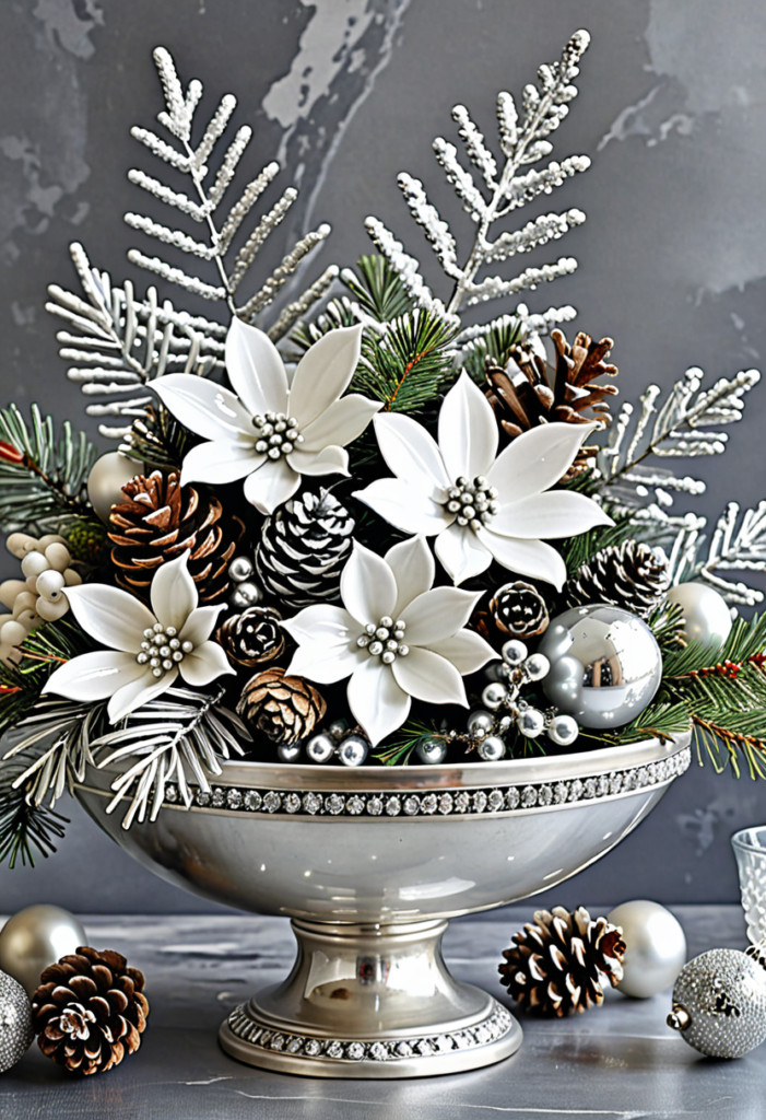 Silver and White Winter Bowl