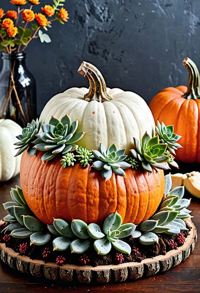 Succulent-Topped Pumpkins